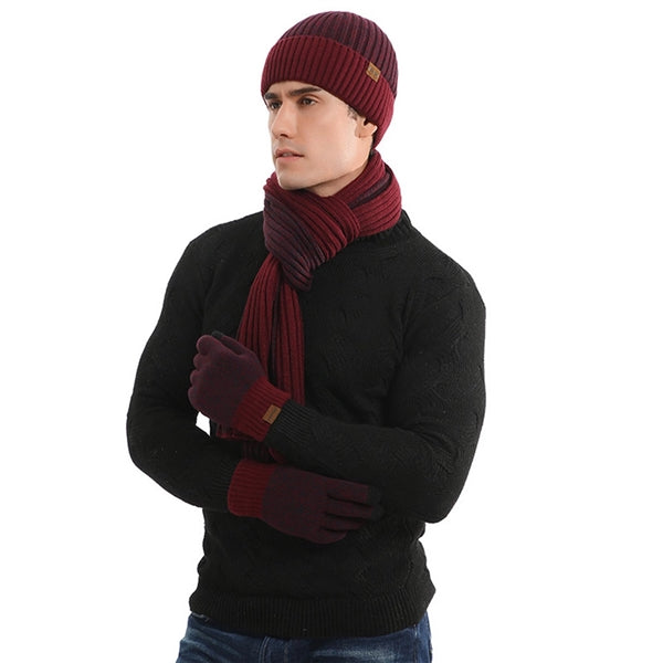 Winter Beanie Hat Scarf Gloves Set