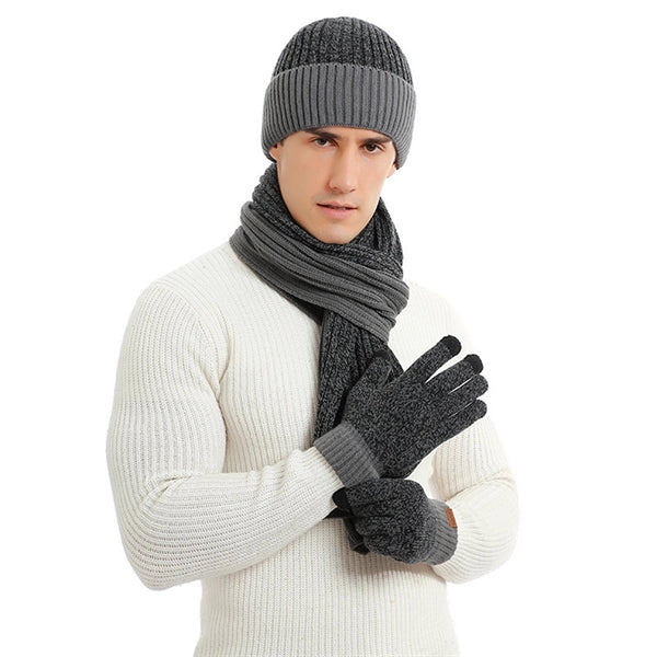 Winter Beanie Hat Scarf Gloves Set