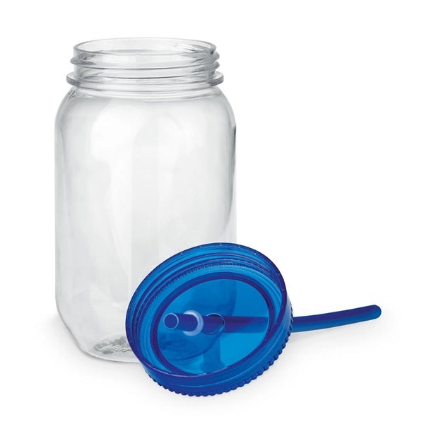 24 Oz.Plastic Mason Jar Cup w/Straw