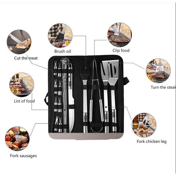 20 PCS BBQ Grilling Tools Set with Storage Bag