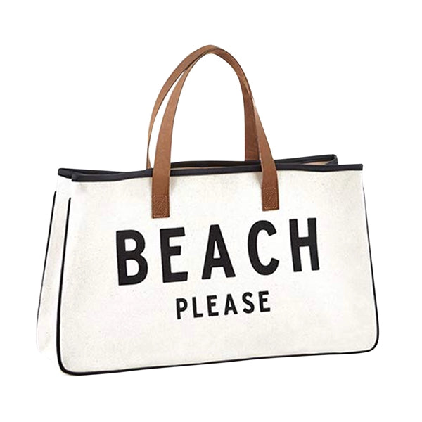Canvas Tote Bag with Leather Handle