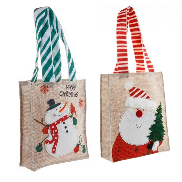 Christmas Tote Gift Bag Shopping Jute For Xmas