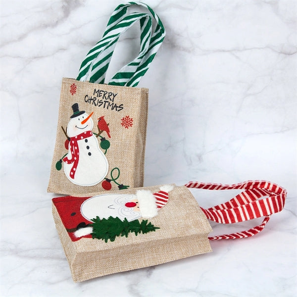 Christmas Tote Gift Bag Shopping Jute For Xmas