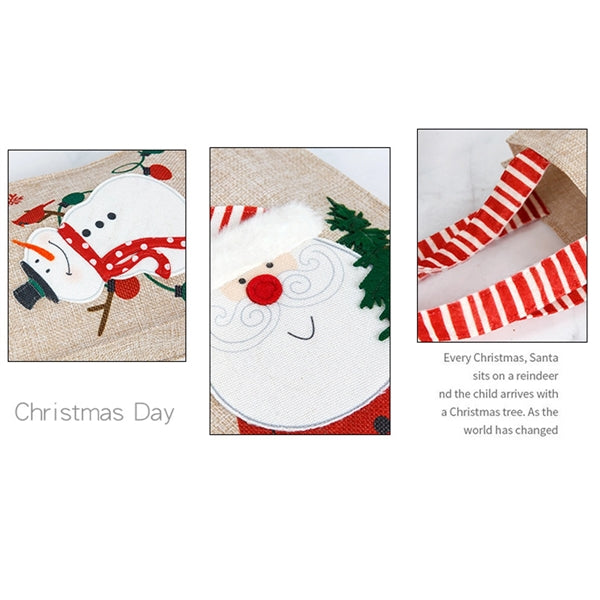 Christmas Tote Gift Bag Shopping Jute For Xmas