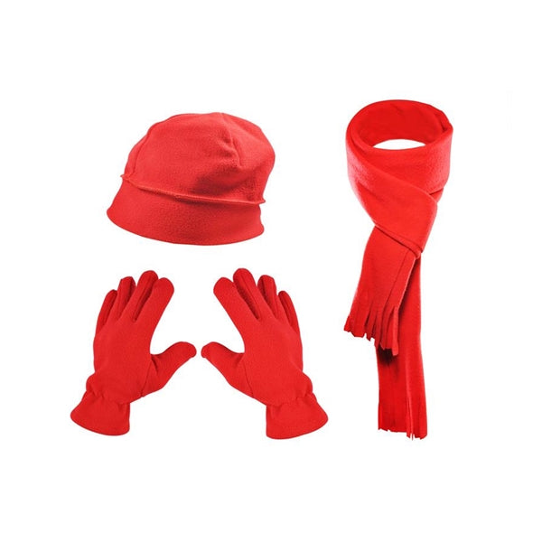 Fleece 3 Piece Beanie Scarf Gloves Set