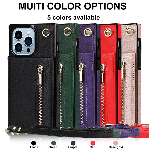 Leather Wallet Case Phone 13Pro Max Crossbody Strap Stand