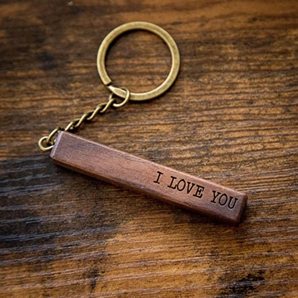 Engraved Wood Bar Keychain