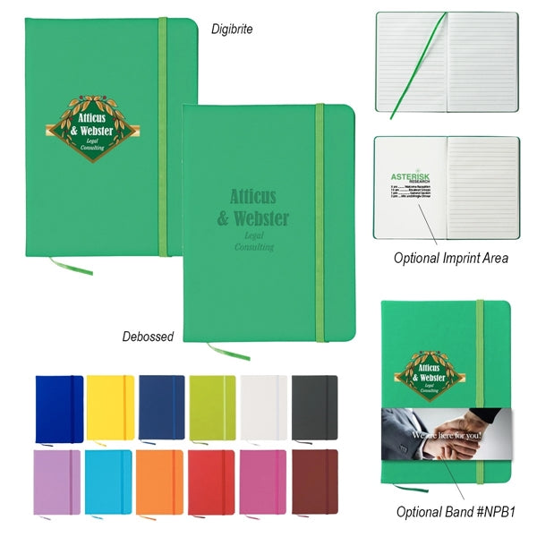 Notebook w/ Bookmark And Strap Closure