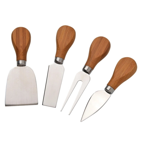 WineVault Gourmet four piece cheese knife set with wood case