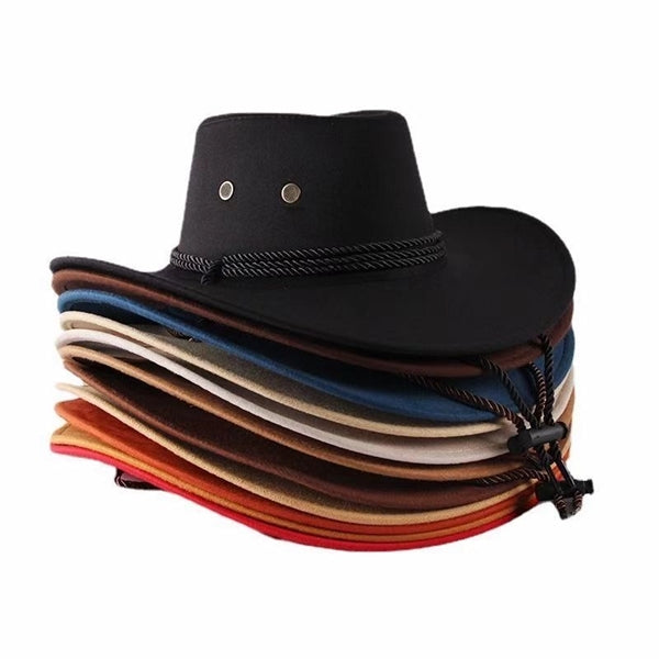 Faux Felt Cowboy Hat with Cords