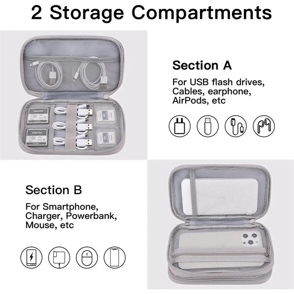 Portable Electronics Cable Organizer Bag