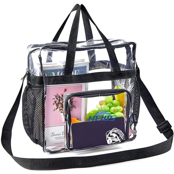 Clear Tote Bag with Adjustable Strap and Zippered Top