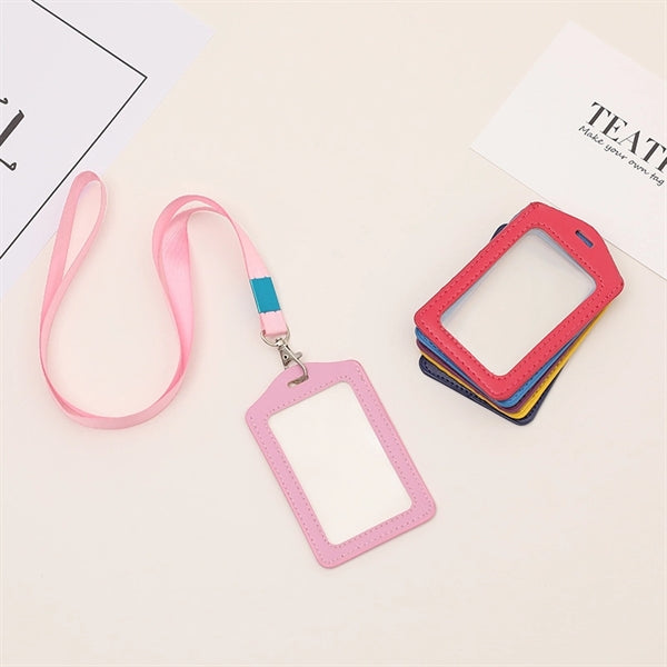 Double Transparent Pickup Lanyard Card Holder