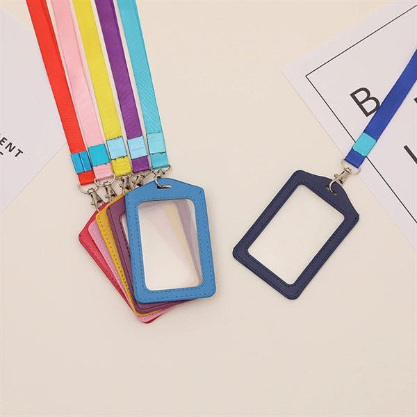Double Transparent Pickup Lanyard Card Holder