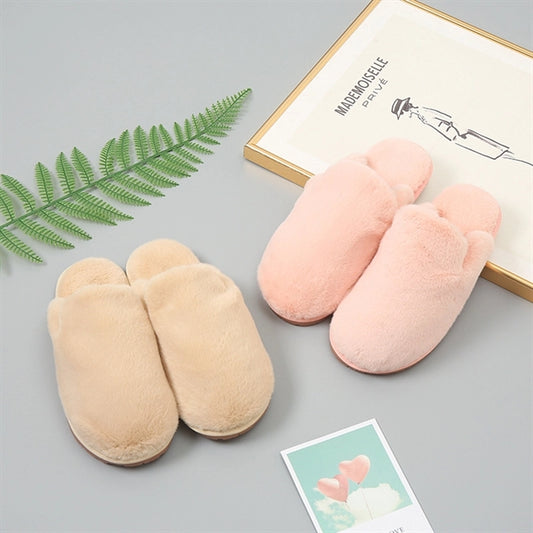 Winter Pure Color Fuzzy Slipper Plush Kozi Household Shoes