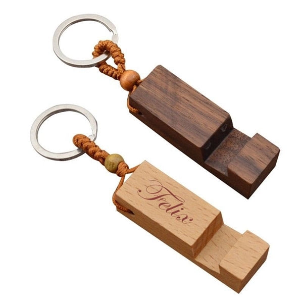 Wood Phone Stand With Key Chain