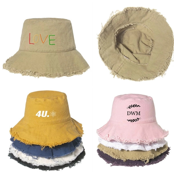 Wide Brim Cotton Sun Bucket Hat