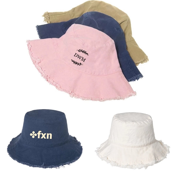 Wide Brim Cotton Sun Bucket Hat