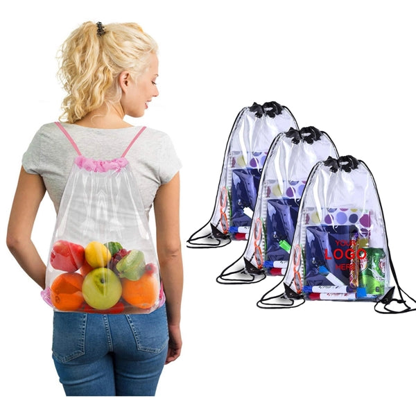 Clear Pvc Drawstring Backpack For Stadiums Travel