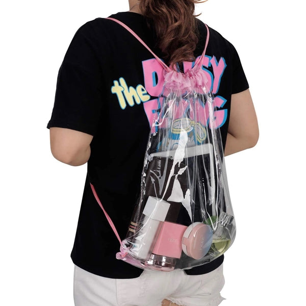 Clear Pvc Drawstring Backpack For Stadiums Travel