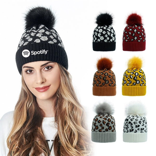 Leopard Print Knitted Hats