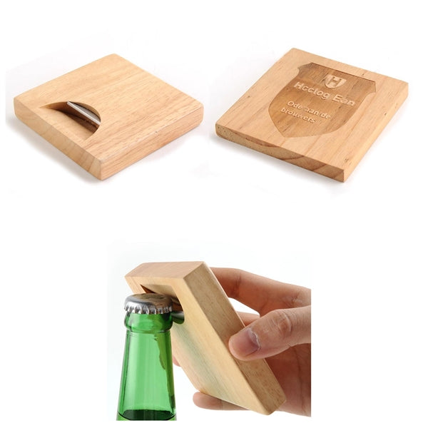 3.5'' Wood Bottle Opener Coaster