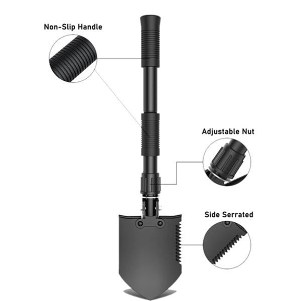 Folding Steel Shovel With Detachable Handle Extension