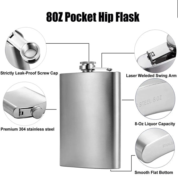 Silver Stainless Steel Hip Flask