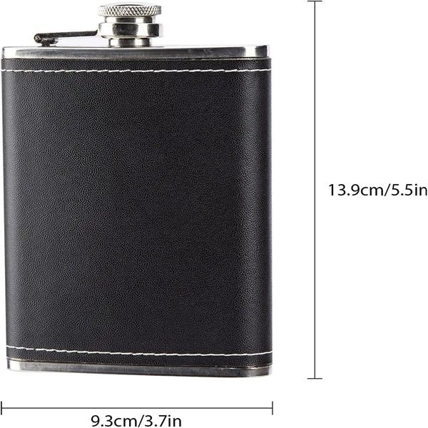 Hip Flask With Black Leather Cover