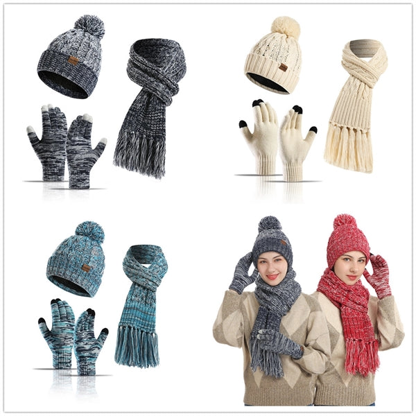 Colours Knit Warm Winter Hat Scarf And Gloves Set