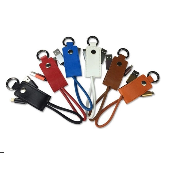 Leather Key Chains w/ 3-in-1 Charging Cable