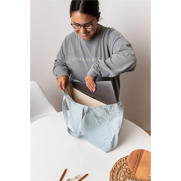 Open Laptop Tote - Canvas/denim