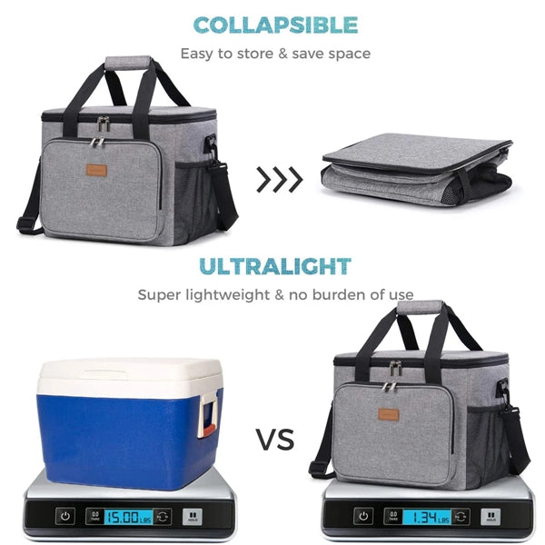 Zipper Large Insulated Cooler Lunch Bag