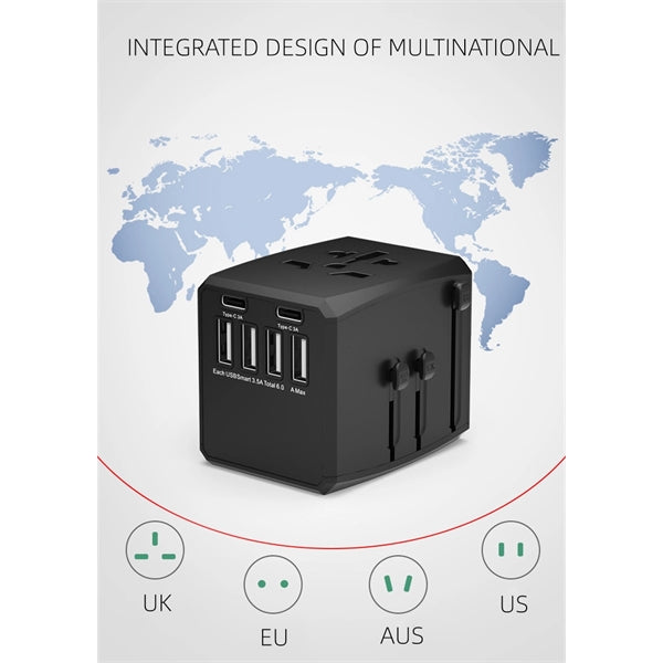 4 Usb Ports And 2 Type-C Travel Converter Power Strip