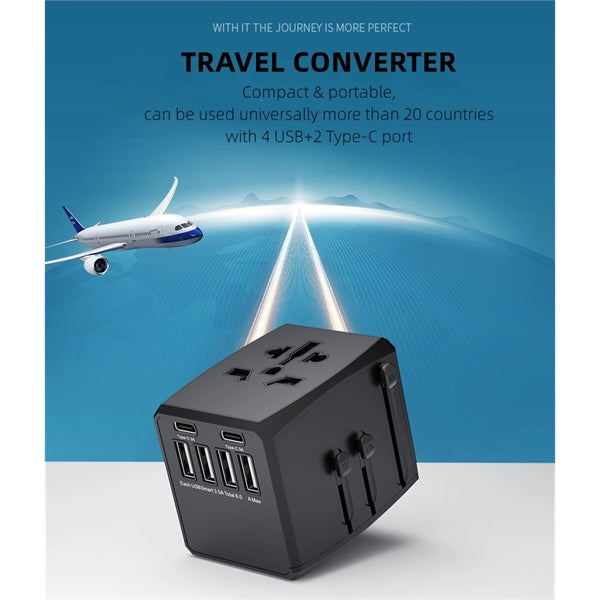4 Usb Ports And 2 Type-C Travel Converter Power Strip