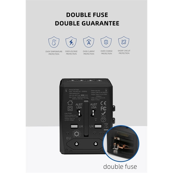 4 Usb Ports And 2 Type-C Travel Converter Power Strip