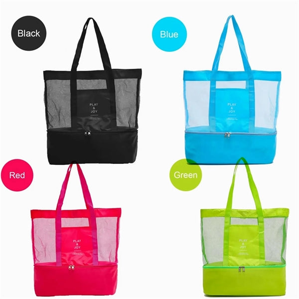 Double Layer Mesh Insulated Cooler/Beach Tote Bag