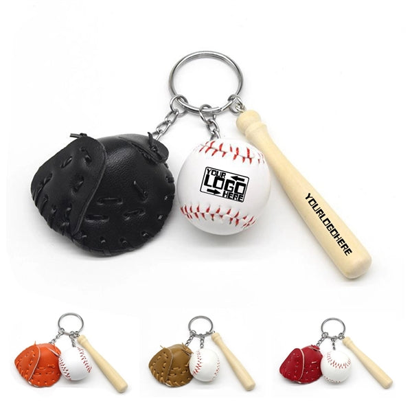 Baseball Glove & Bat Keychain