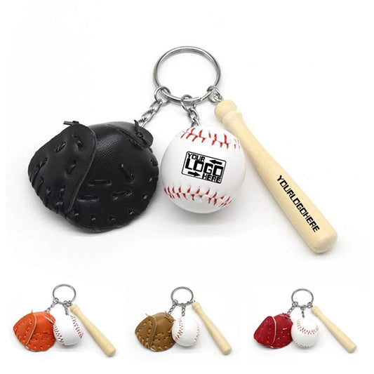 Baseball Glove & Bat Keychain