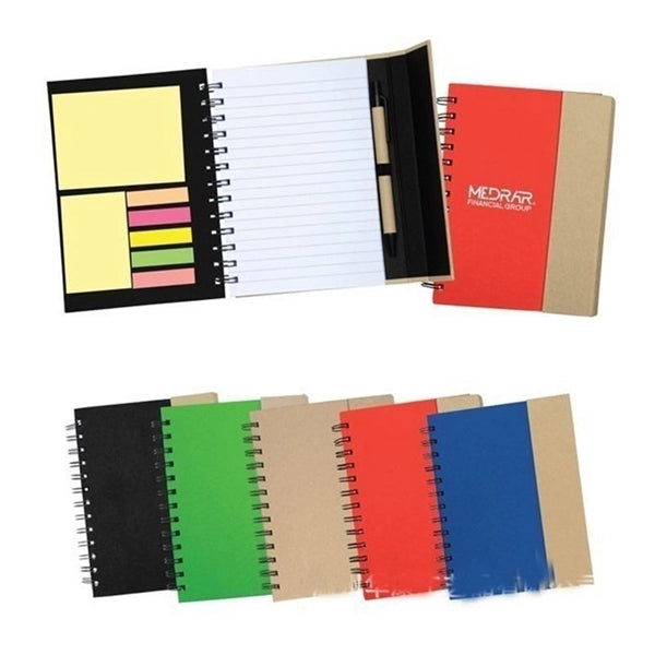 Eco Magnetic Notebook w/Sticky Notes and Flags & Pen