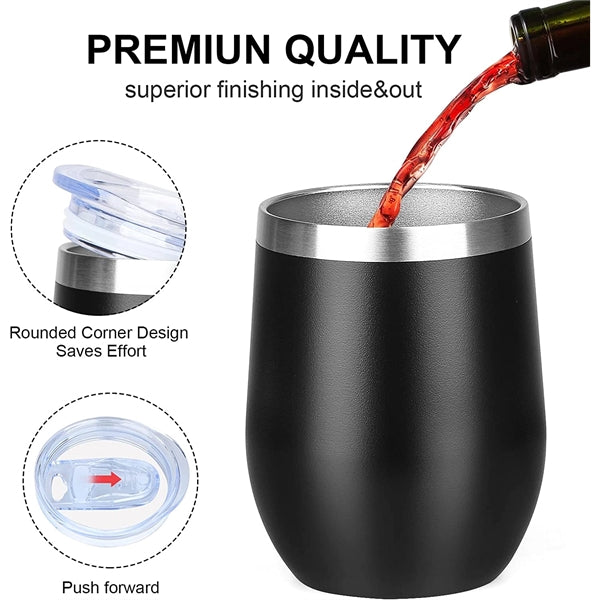 12 oz Wine Glass Tumbler with Lid