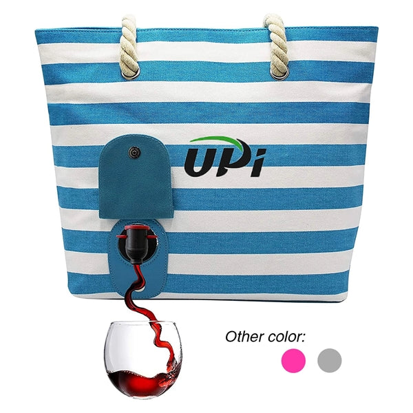Beach Wine Handbag w/ Kooler Compartment Hidden Insulation