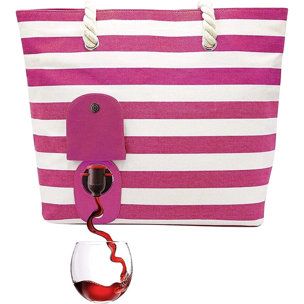 Beach Wine Handbag w/ Kooler Compartment Hidden Insulation