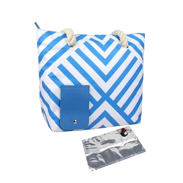 Beach Wine Handbag w/ Kooler Compartment Hidden Insulation