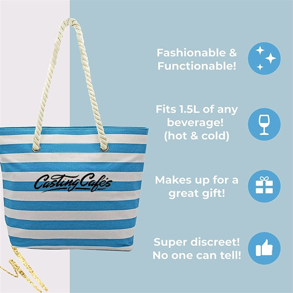 Beach Wine Handbag w/ Kooler Compartment Hidden Insulation