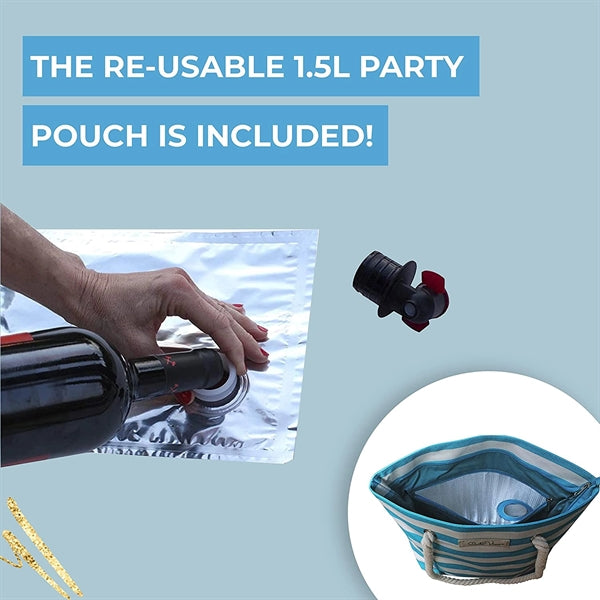 Beach Wine Handbag w/ Kooler Compartment Hidden Insulation