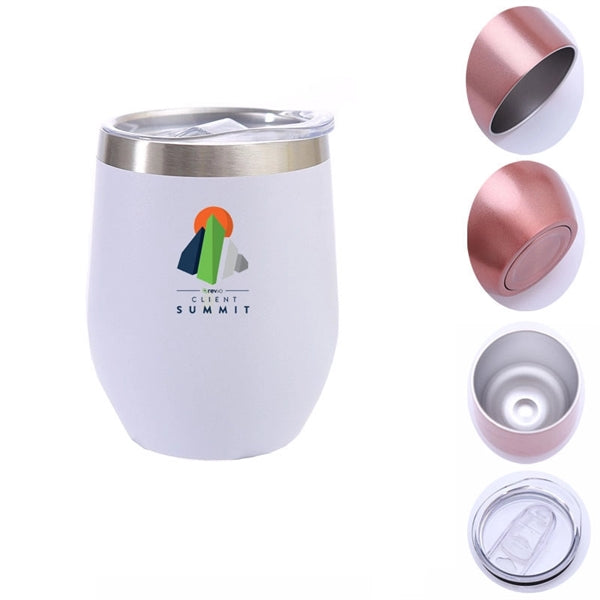 12 oz Wine Glass Tumbler with Lid