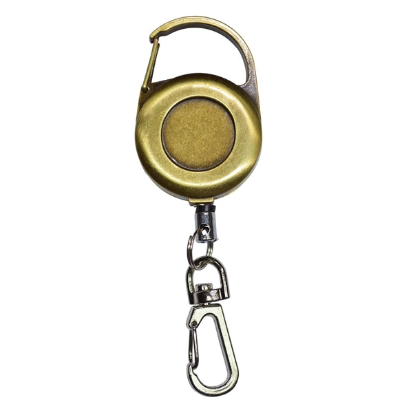Outdoor Zinc Alloy Round Carabiner Badge Reel w/ Lobster