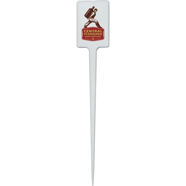 5" Upright Rectangle Plastic Food Pick - Color