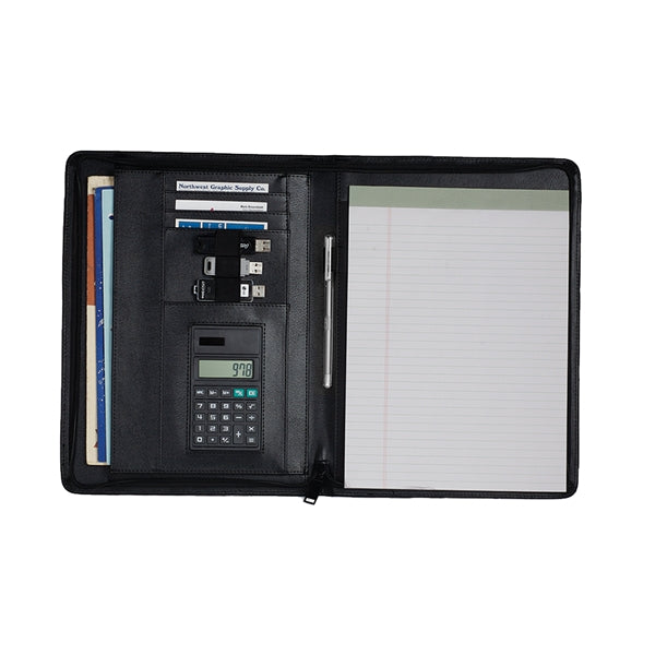 Pinnacle Padfolio with Calculator and Zipper Closure